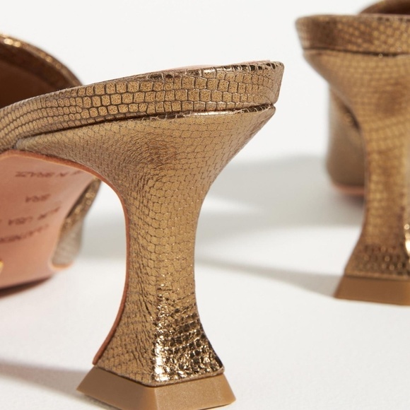 Anthropologie Vicenza Metallic Square Toe Mules 37 - Picture 4 of 5